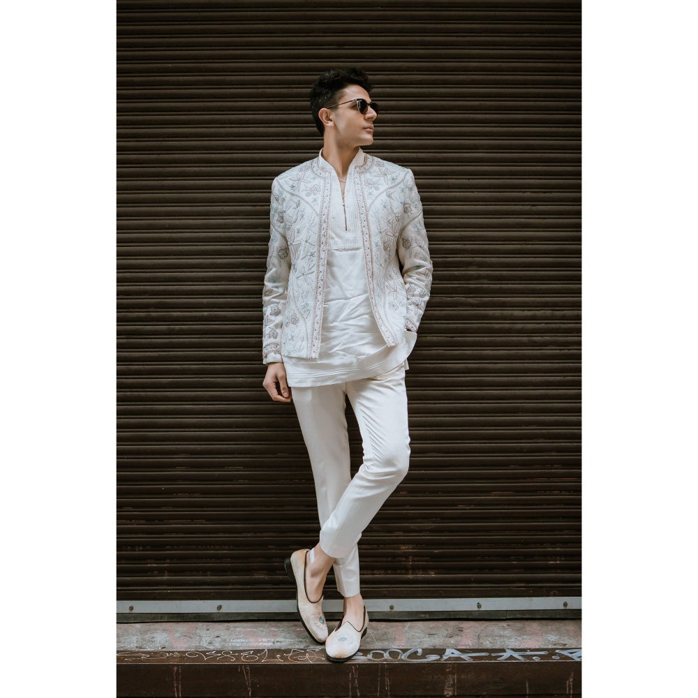 Jatin Malik Dahlia Short Jacket with Kurta and Trouser (Set of 3)
