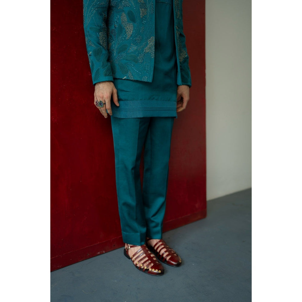 Jatin Malik Jade Tamarisk Short Jacket with Kurta and Trouser (Set of 3)