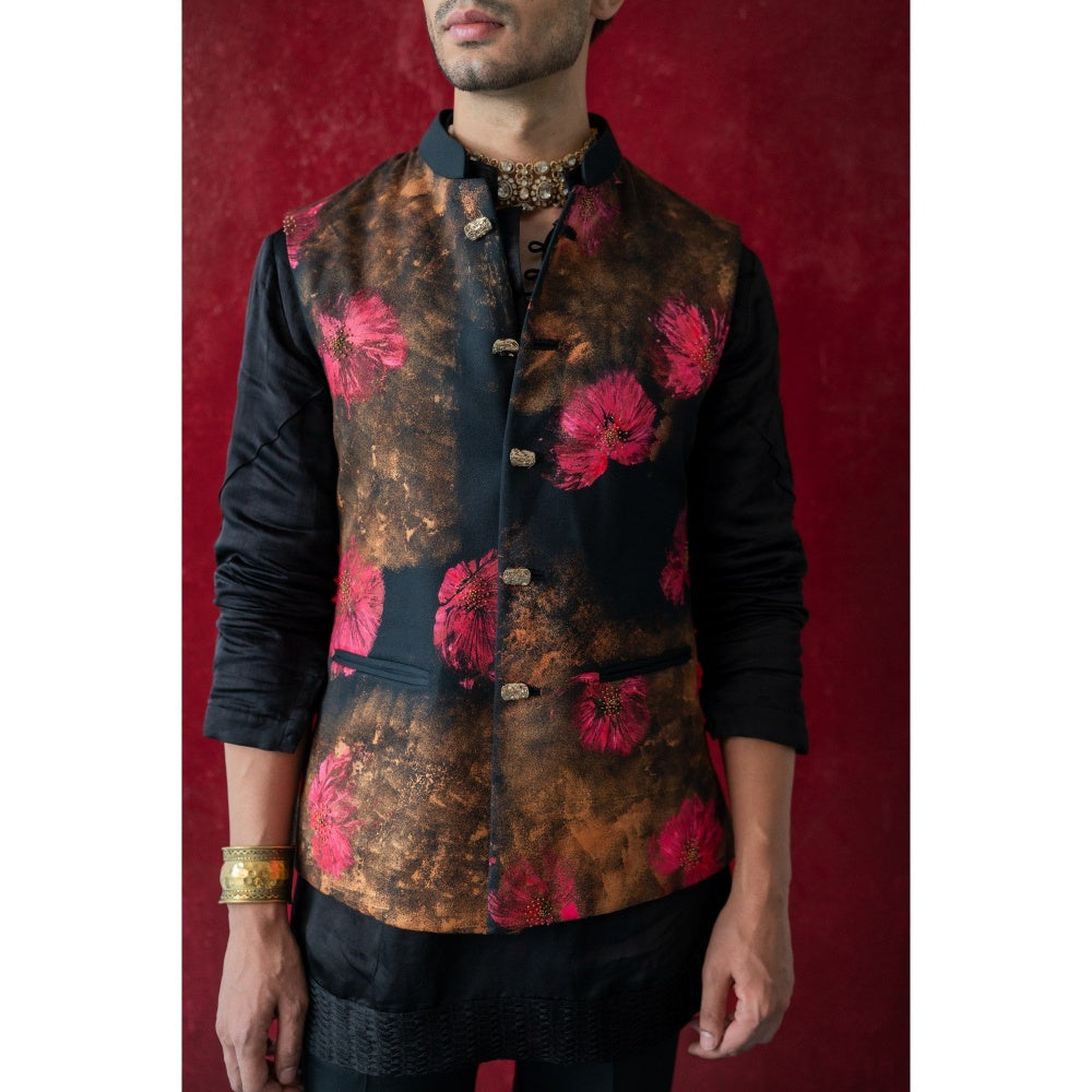 Jatin Malik Deep Fuchsia Nehru Jacket with Kurta and Trouser (Set of 3)