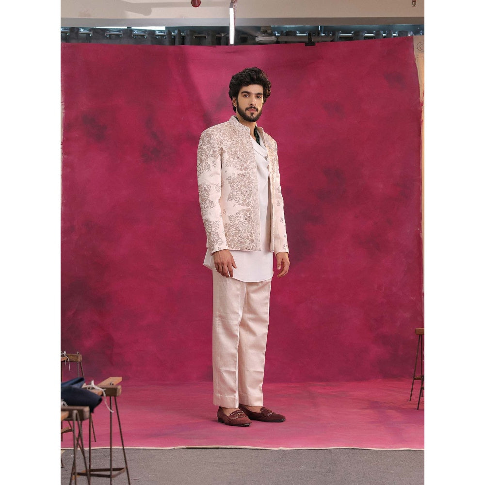Jatin Malik Pastel Pink Bandhgala with Trouser (Set of 2)