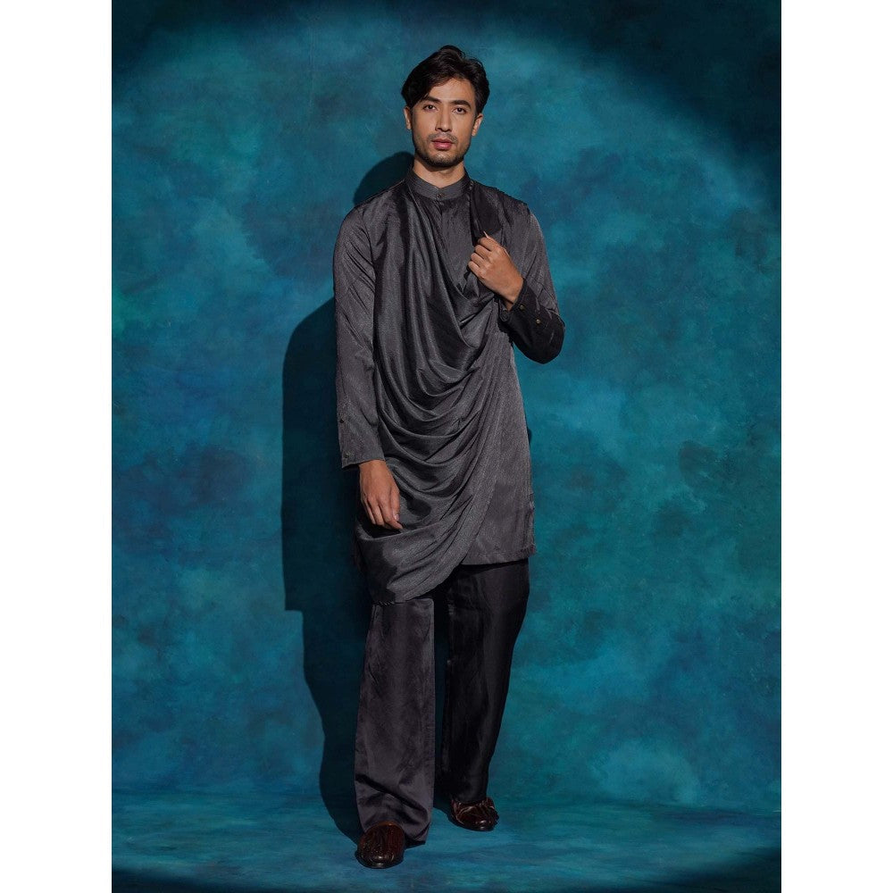 Jatin Malik Black Hand Embroidered Jacket with Kurta and Trouser