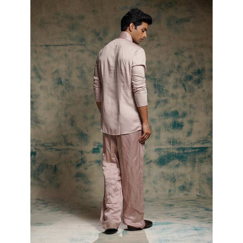 Jatin Malik Mauve Hand Embroidered Concept Blazer with Shirt and Trouser