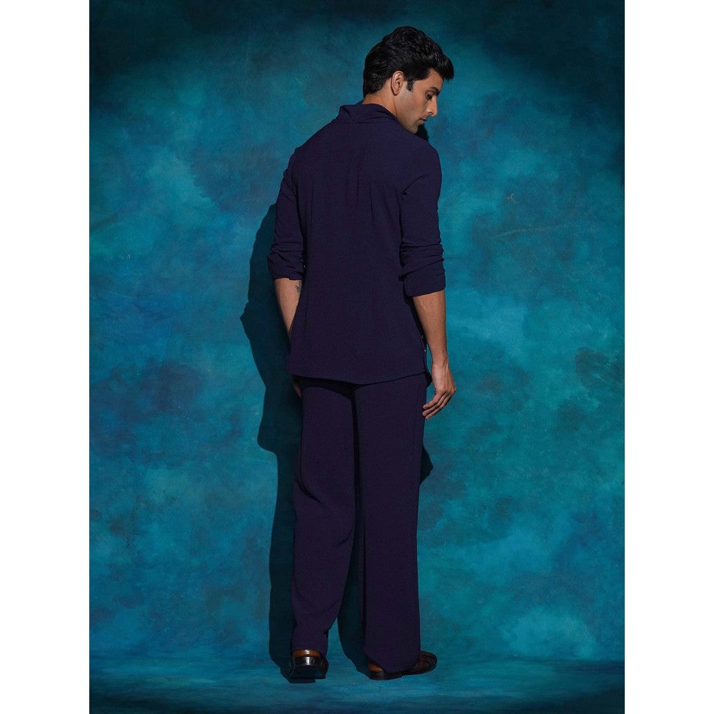 Jatin Malik Purple Cowl Shirt with Trouser