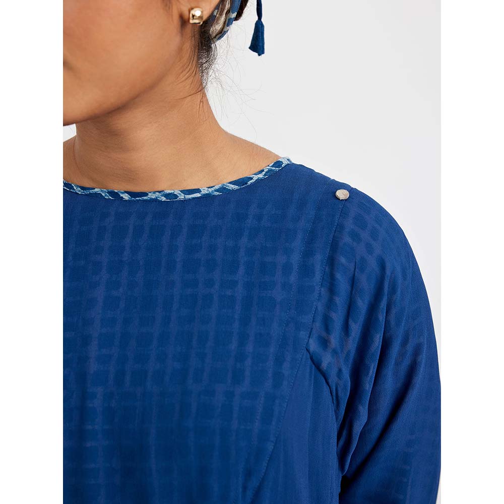 JAYATI GOENKA Blue Midie U-Yoke Dress