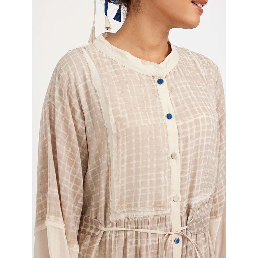 JAYATI GOENKA Beige Block Printed Shirt Dress (Set of 2)
