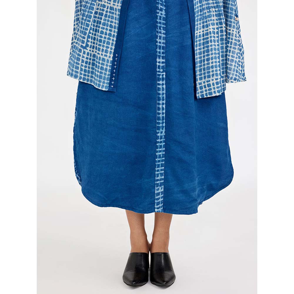 JAYATI GOENKA Blue Block Printed Dress (Set of 2)