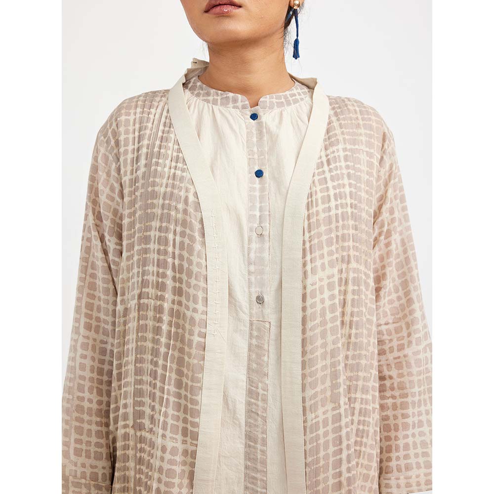 JAYATI GOENKA Beige Block Printed Dress (Set of 2)