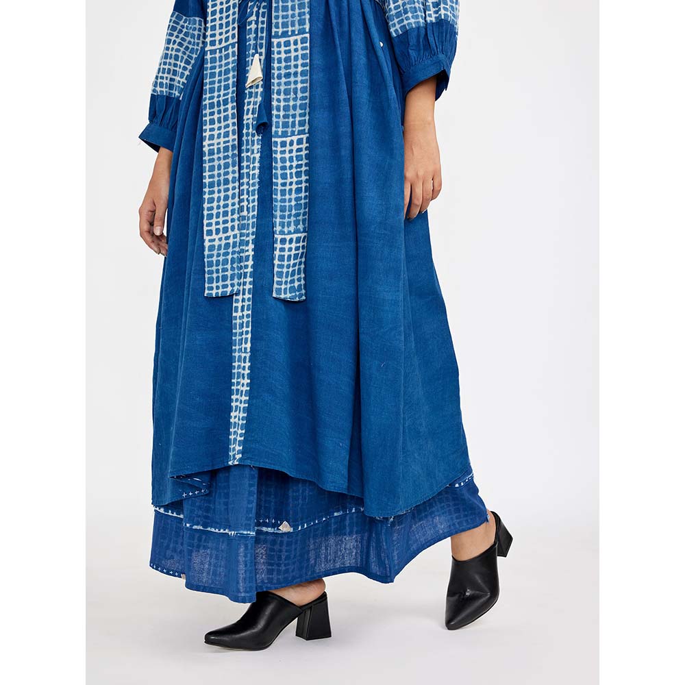 JAYATI GOENKA Blue Block Printed Checks (Set of 4)