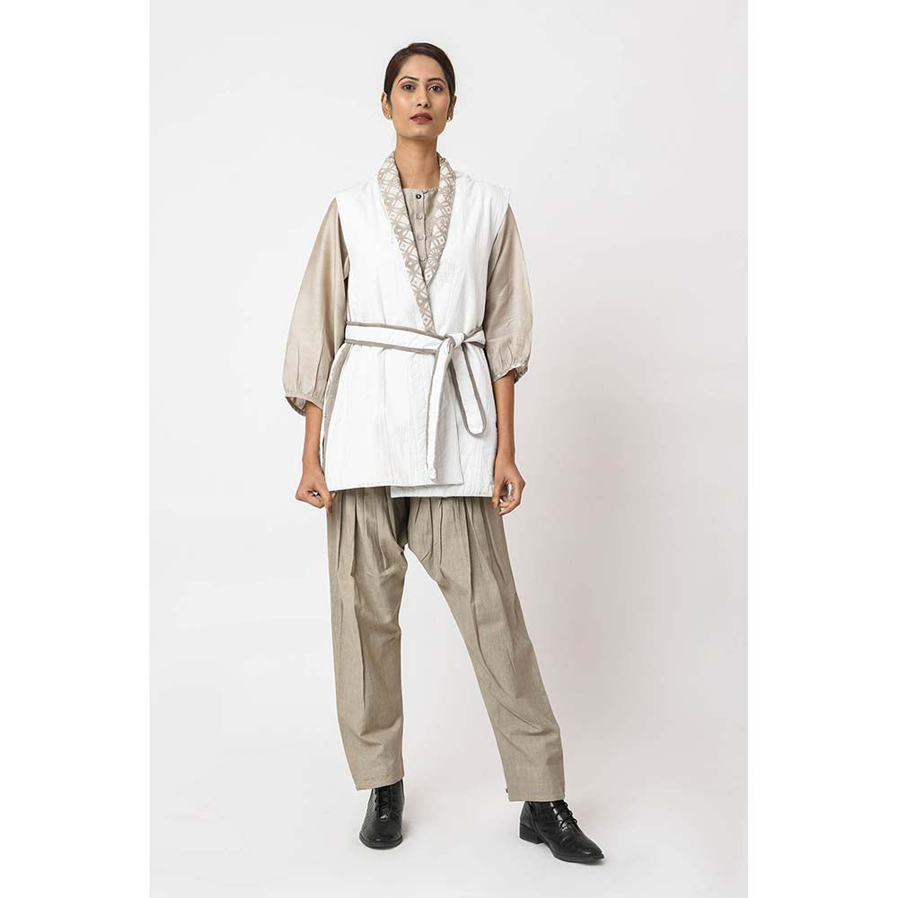 JAYATI GOENKA Solid Shiro Jacket with Belt (Set of 2)
