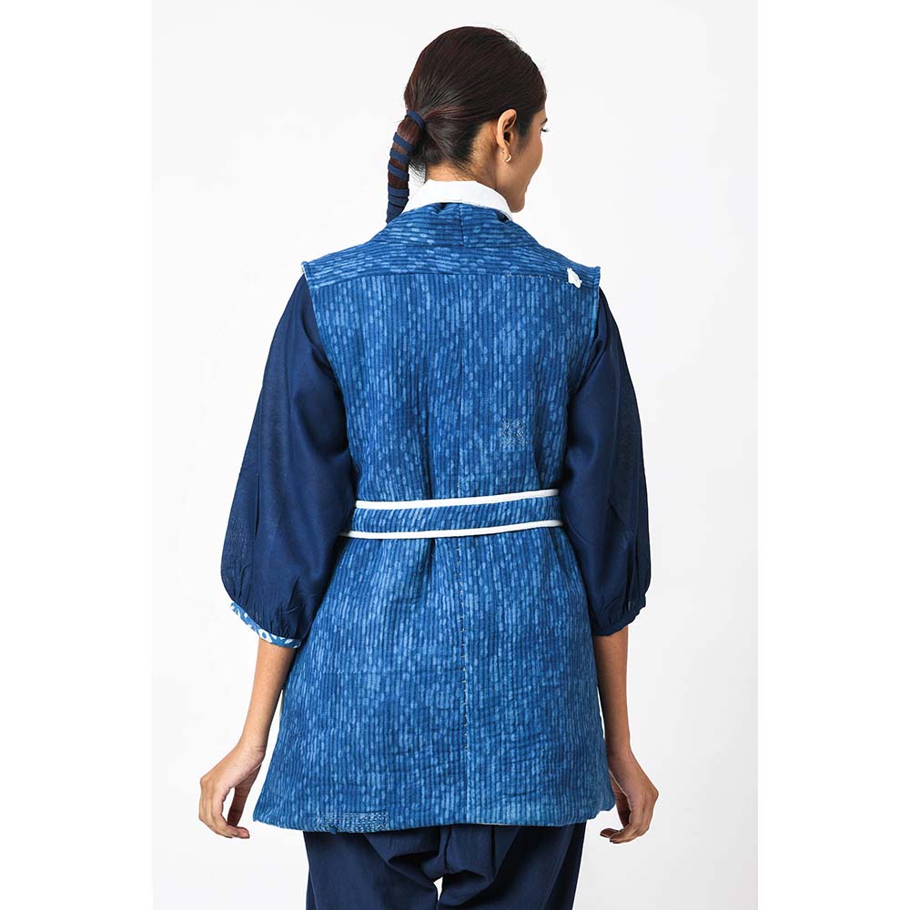 JAYATI GOENKA Printed Blueberry Jacket with Belt (Set of 2)