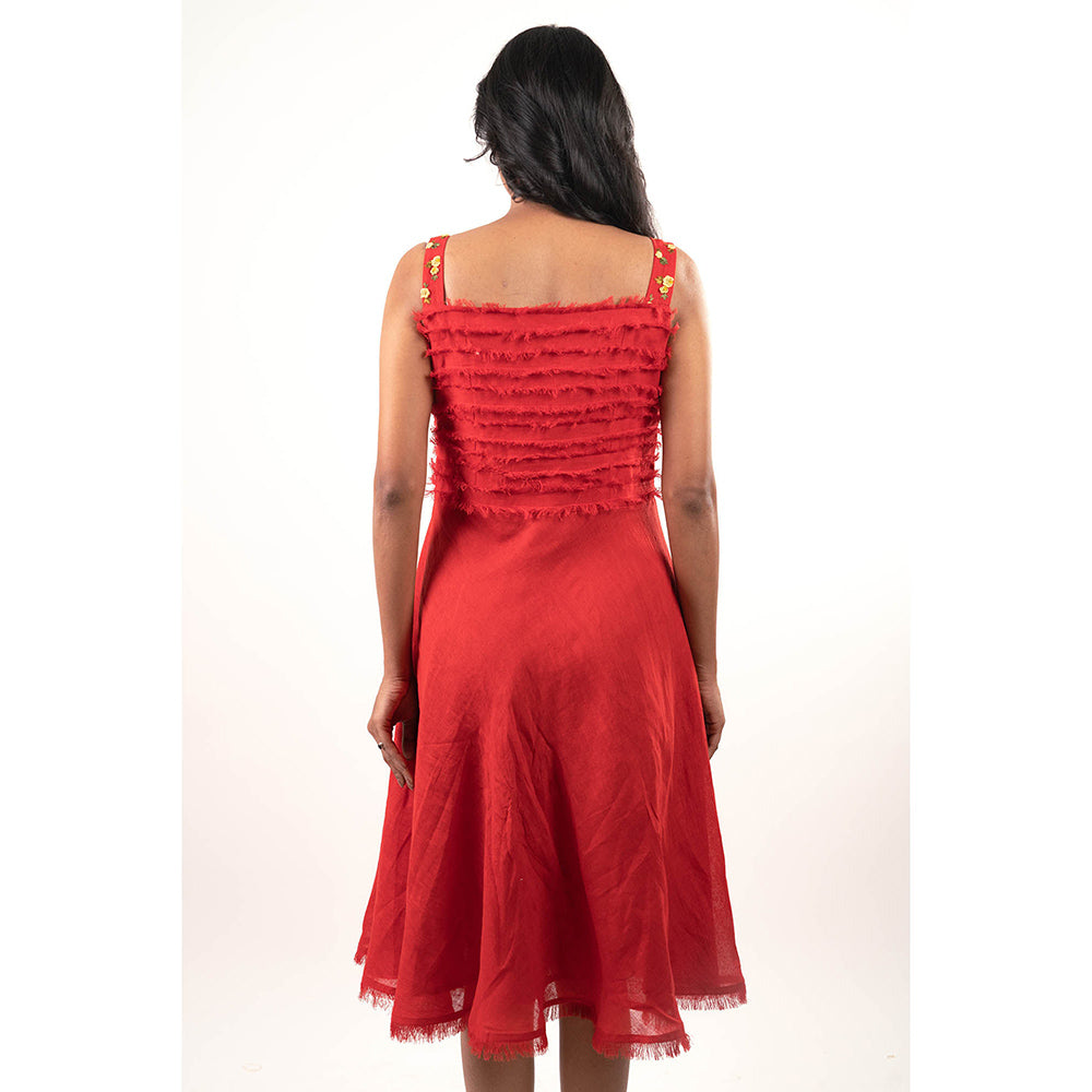 Journal By Pranay Red Rooz Midi Dress