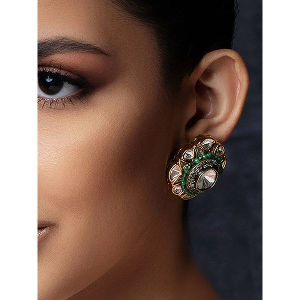 Joules By Radhika Green Polki Stud