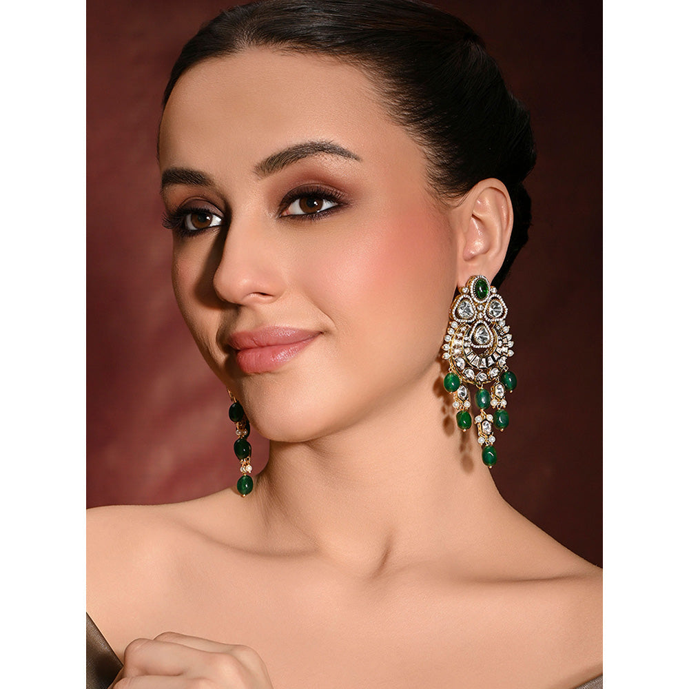 Joules By Radhika Bedazzling Green Dangler Earrings
