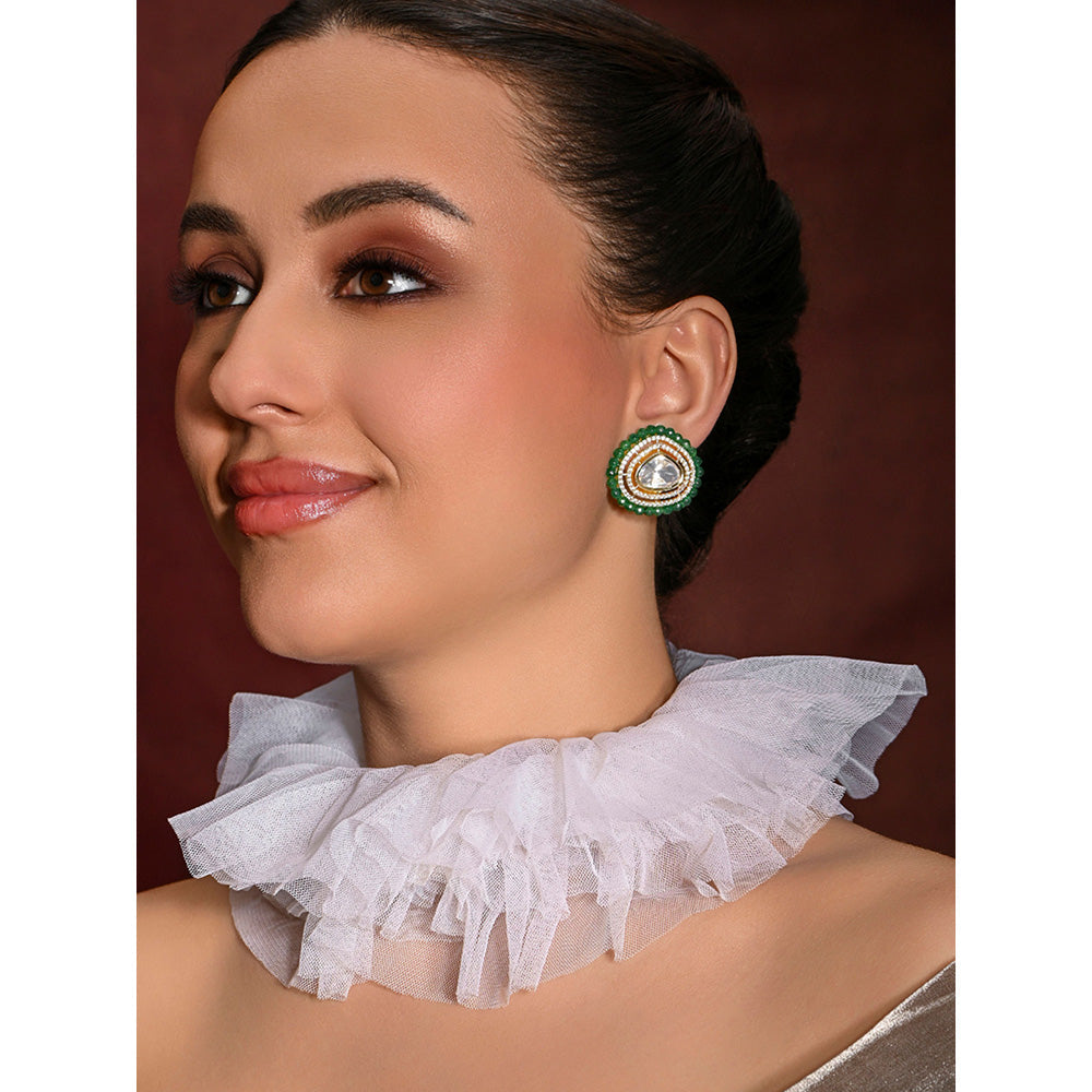 Joules By Radhika Green Luminescent Stud Earrings