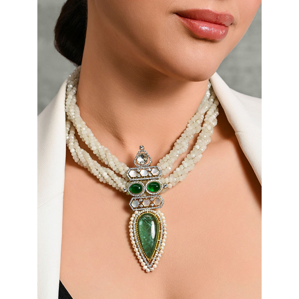 Joules By Radhika Green Grandeur Beaded Necklace