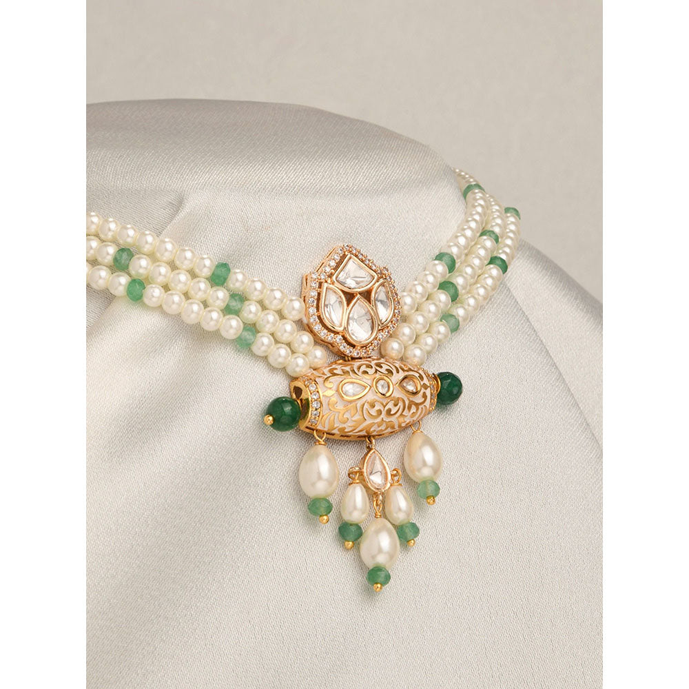 Joules By Radhika Pristine White and Green Necklace