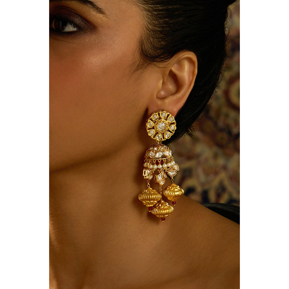 Joules By Radhika Heritage Fusion Kundan Jhumka Earrings