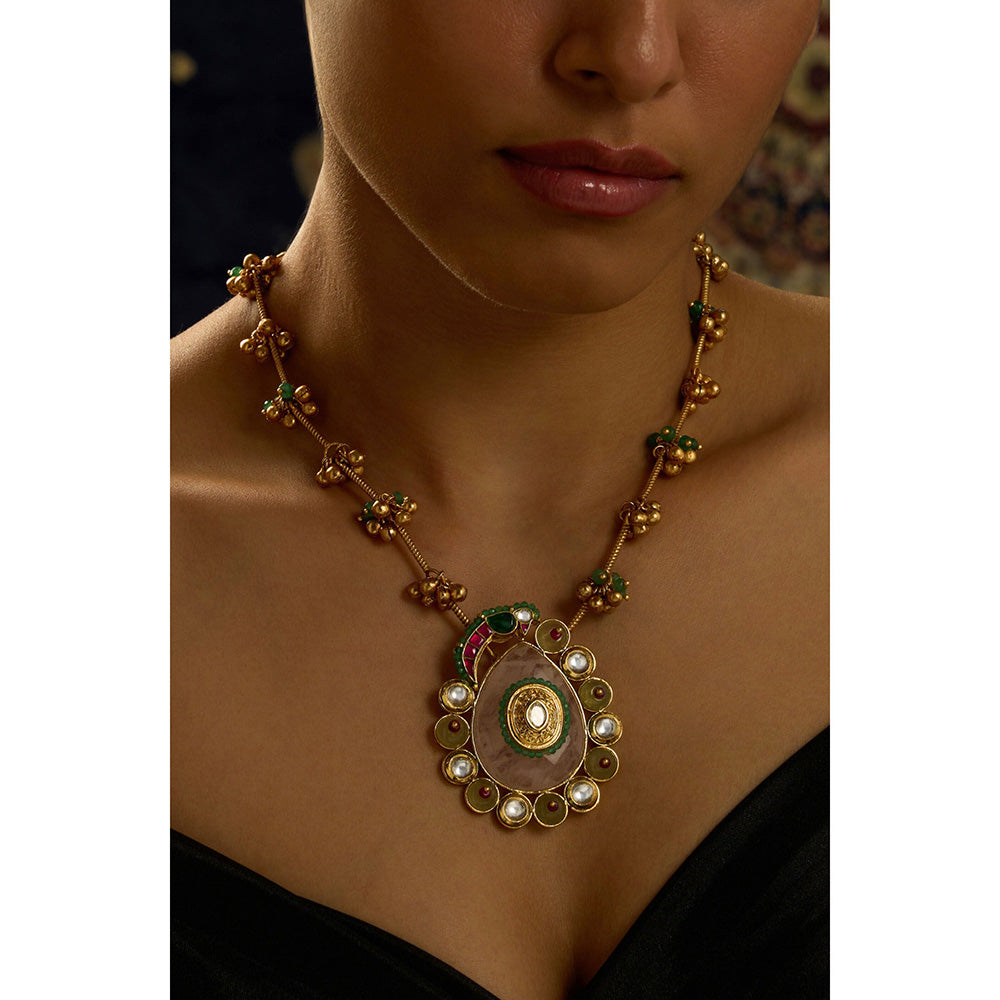 Joules By Radhika Parrot Motif Beaded Multi-Color Necklace