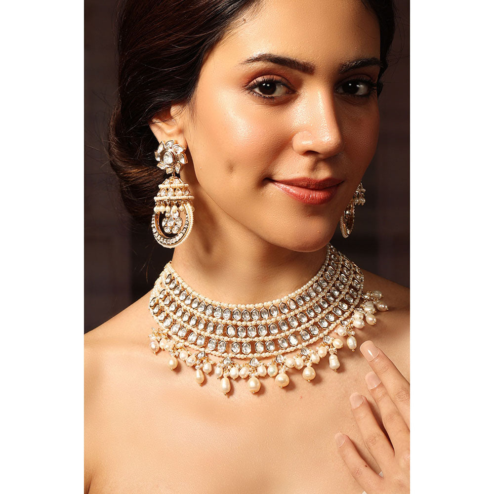 Joules By Radhika White Frost Bloom Pearl Necklace Set