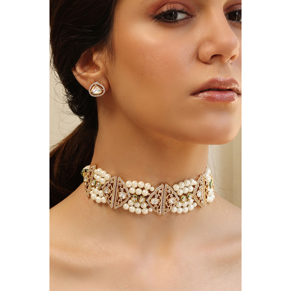 Joules By Radhika White Pearl Sunlit Strand Choker Necklace Set