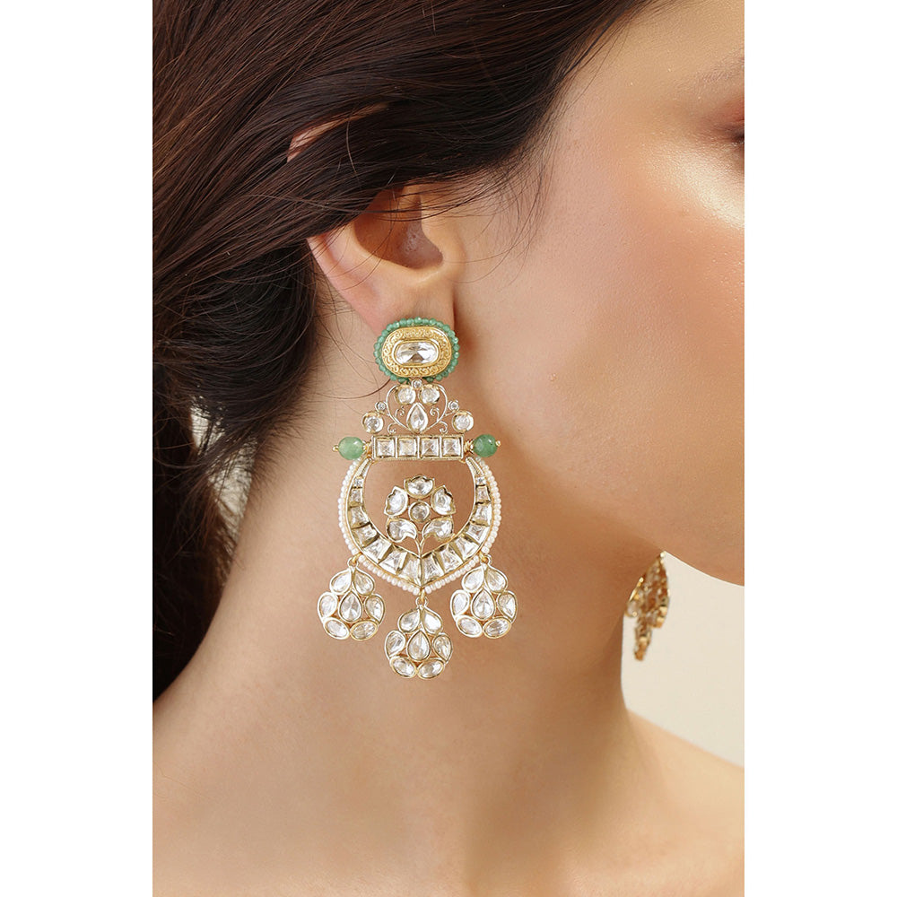 Joules By Radhika Green Starlight Gemstone Chandbali Earrings