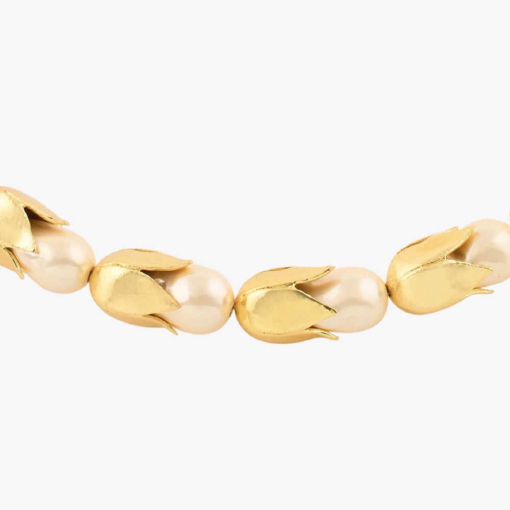 Joules By Radhika Ysolde Gold Plated Off White Pearl Necklace