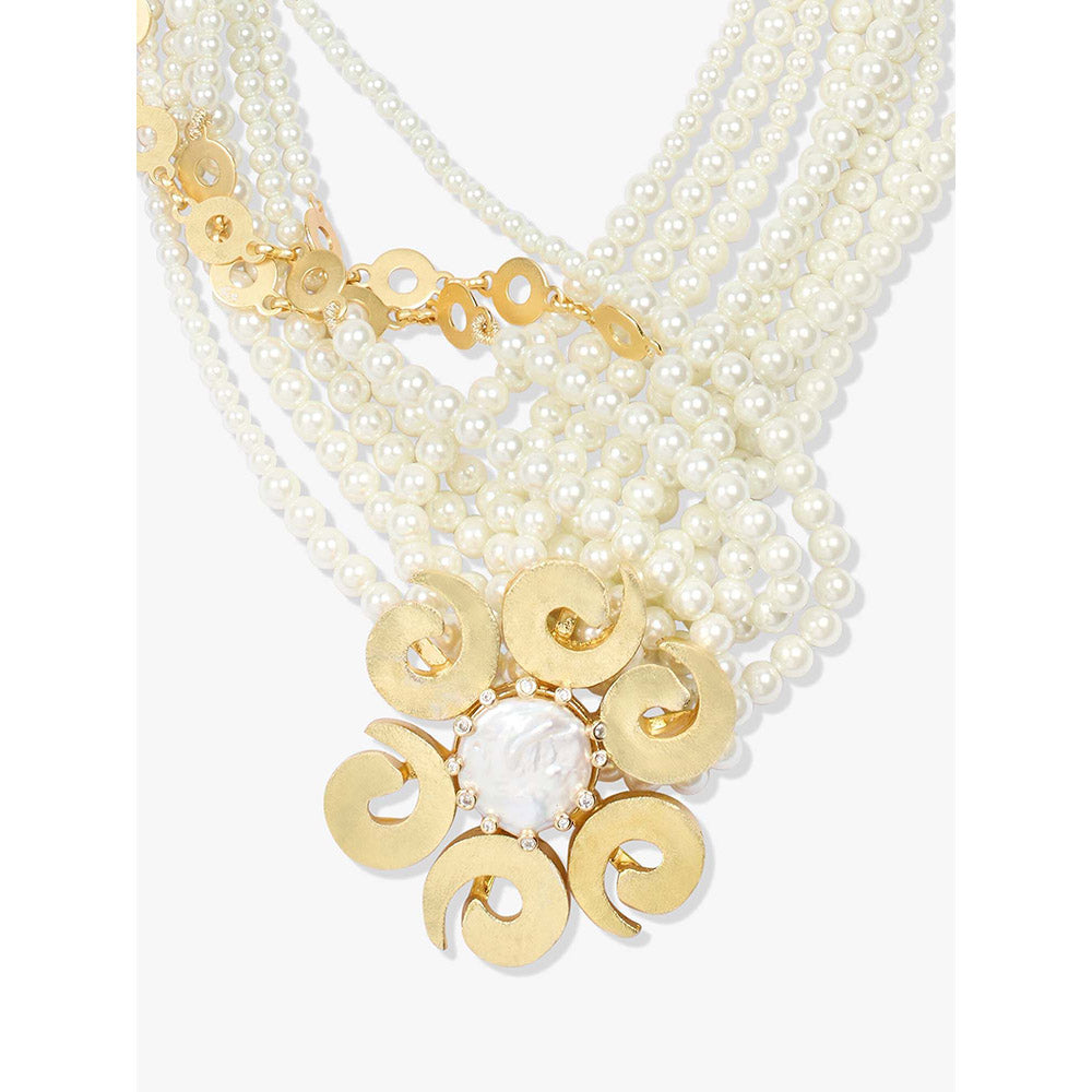 Joules By Radhika Eluent Gold Plated White Pearl Necklace