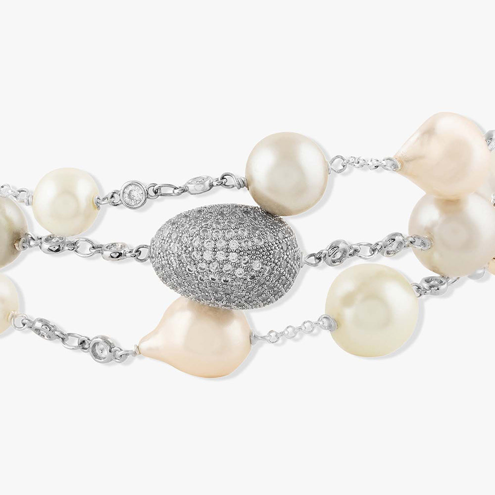 Joules By Radhika Theryssa Silver Plated Pearl Stone Studded Choker Necklace