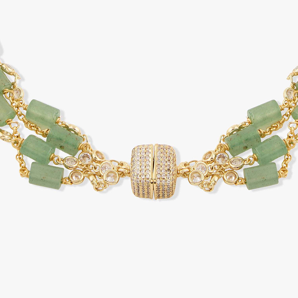 Joules By Radhika Junara Gold Plated Green Stone Necklace