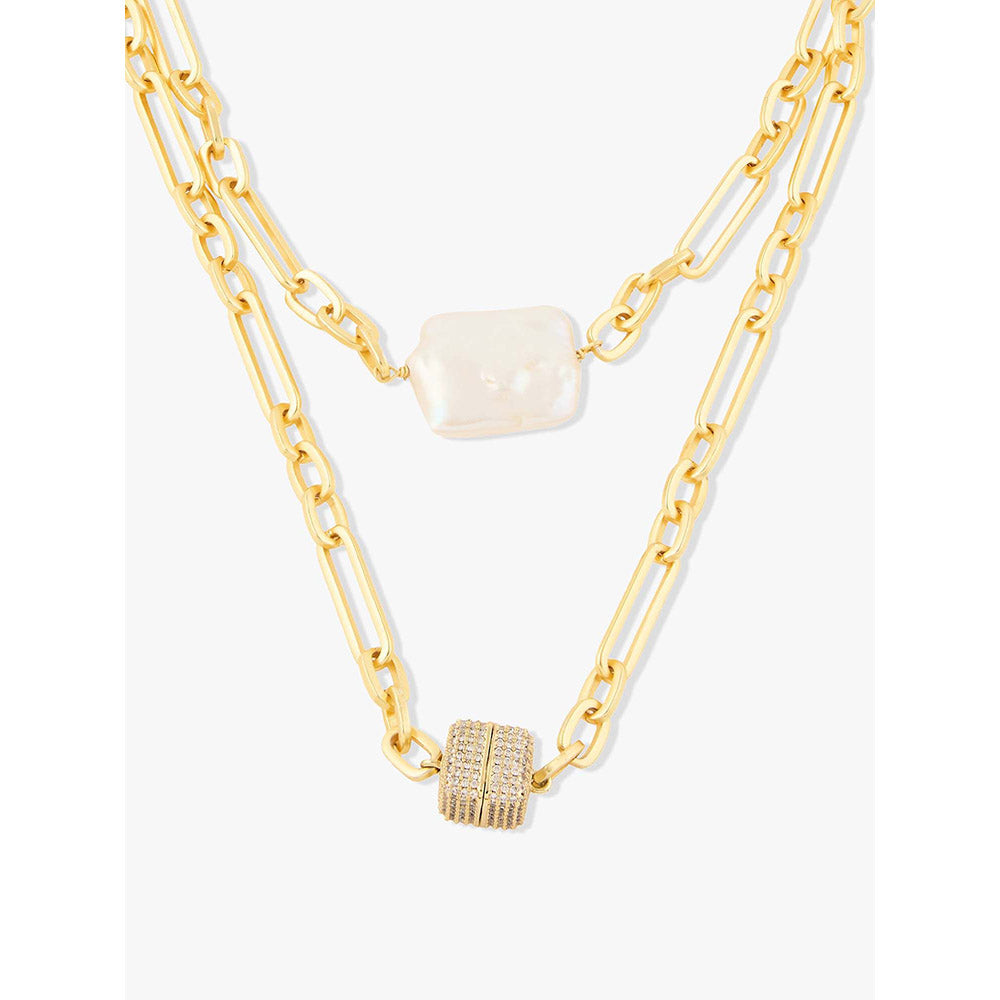Joules By Radhika Uzara Gold Plated White Stone Necklace