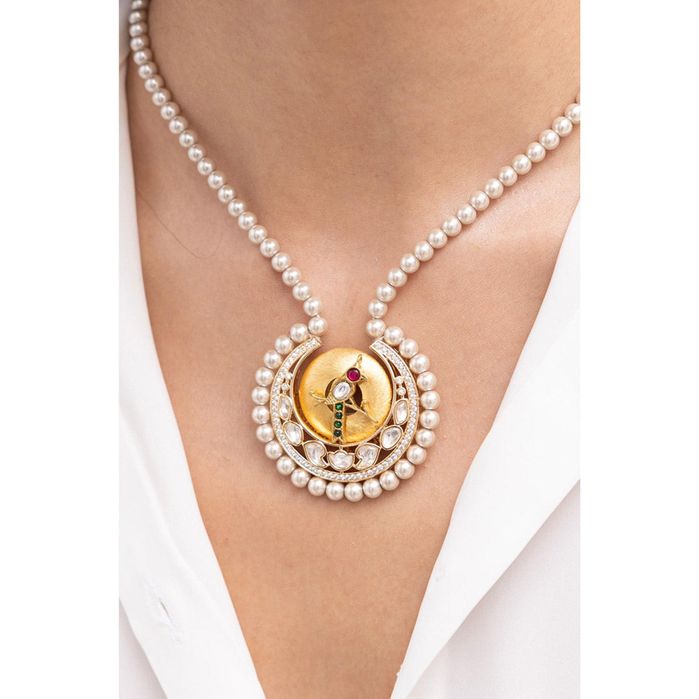 Joules By Radhika Chaitri Multi-Color Kundan Pearl Necklace