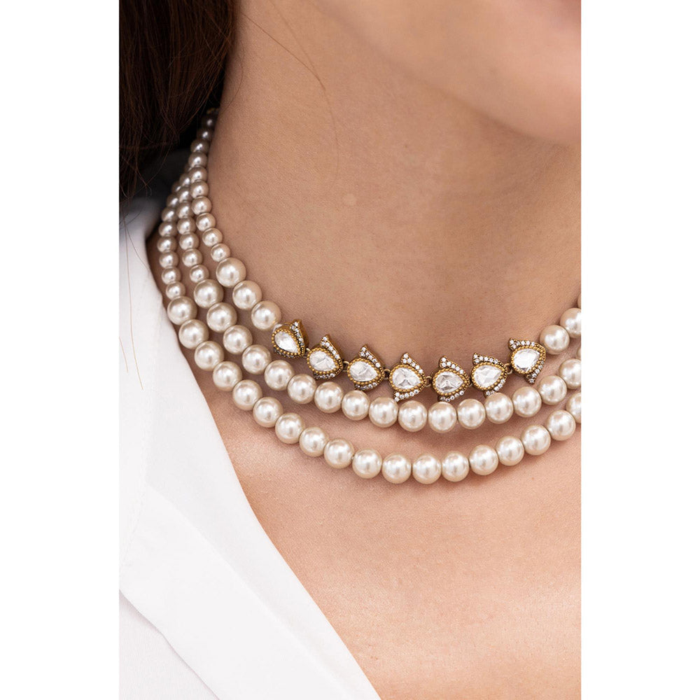 Joules By Radhika Ashifya White Pearl Stone Choker