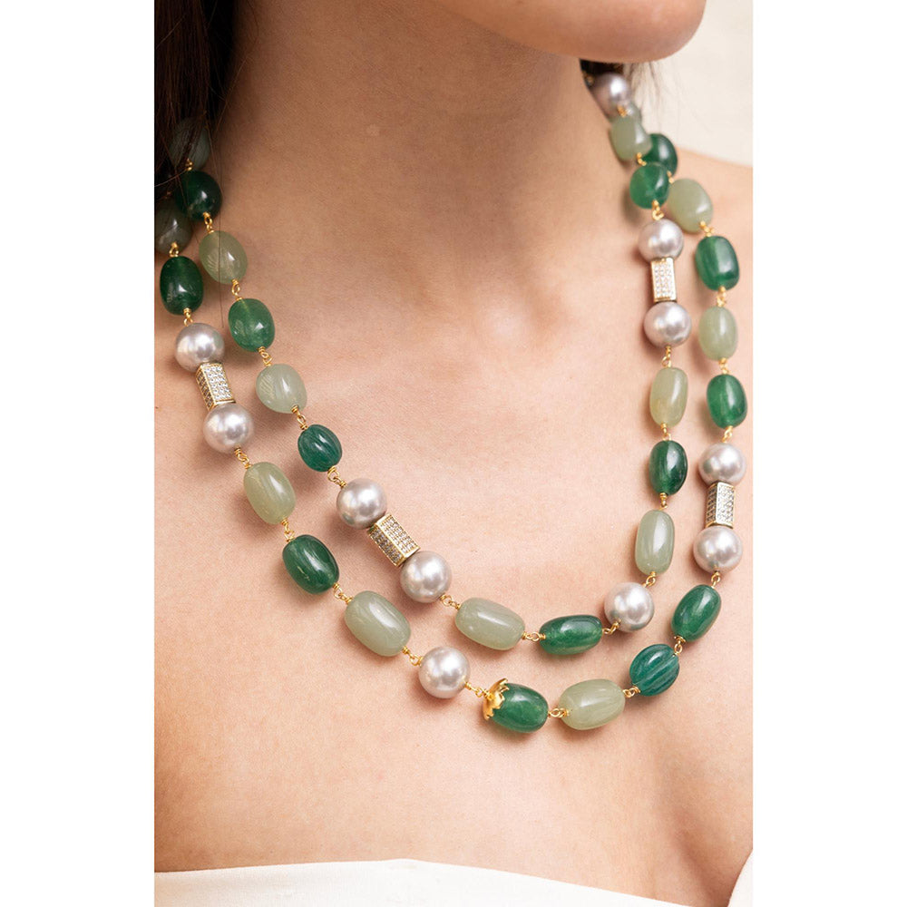 Joules By Radhika Jayani Green Stone Studded Necklace