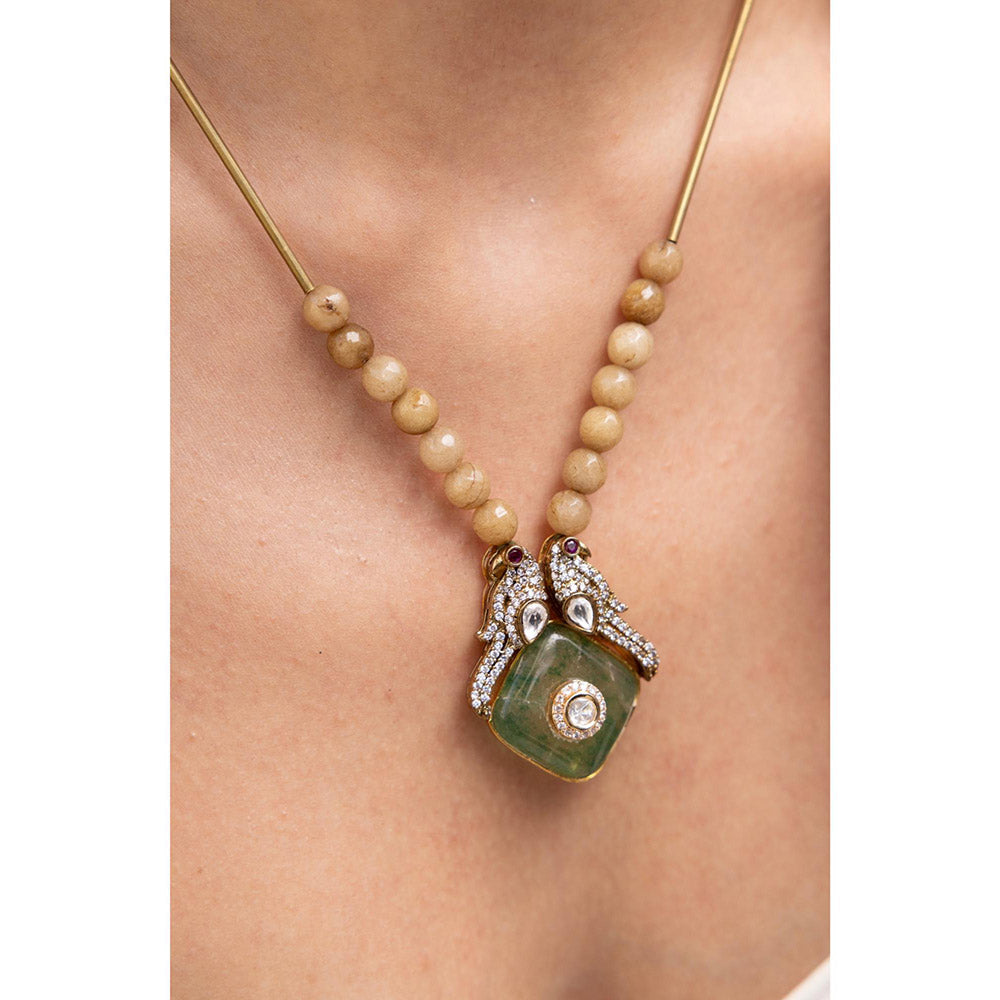Joules By Radhika Eshani Green Stone Studded Necklace
