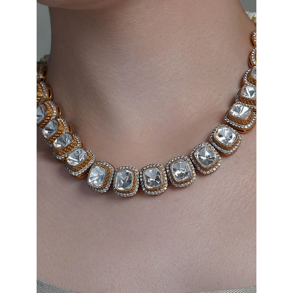 Joules By Radhika Lustra Halo White Polki Necklace