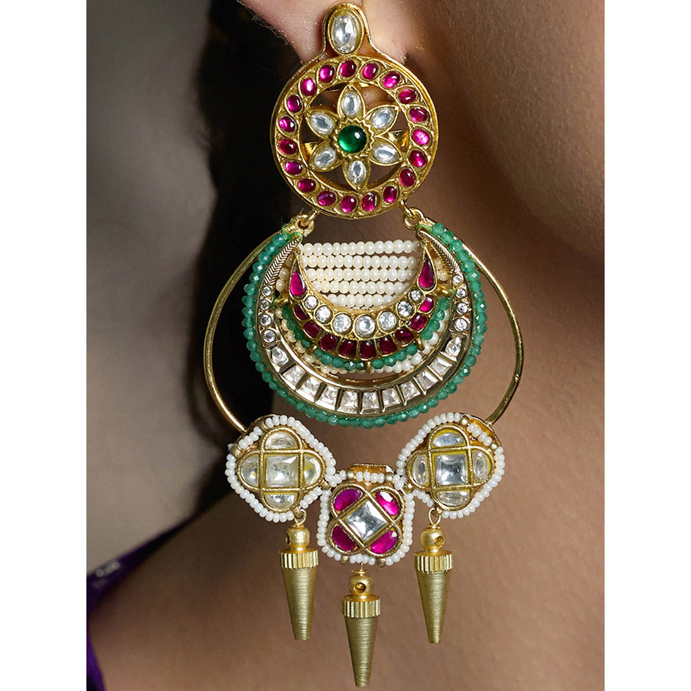 Joules By Radhika Multi-Color Zewar-E-Shahi Chandbali Earrings