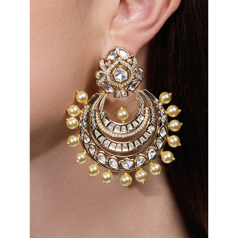 Joules By Radhika Gold Noor-E-Kundan Chandbali Earrings