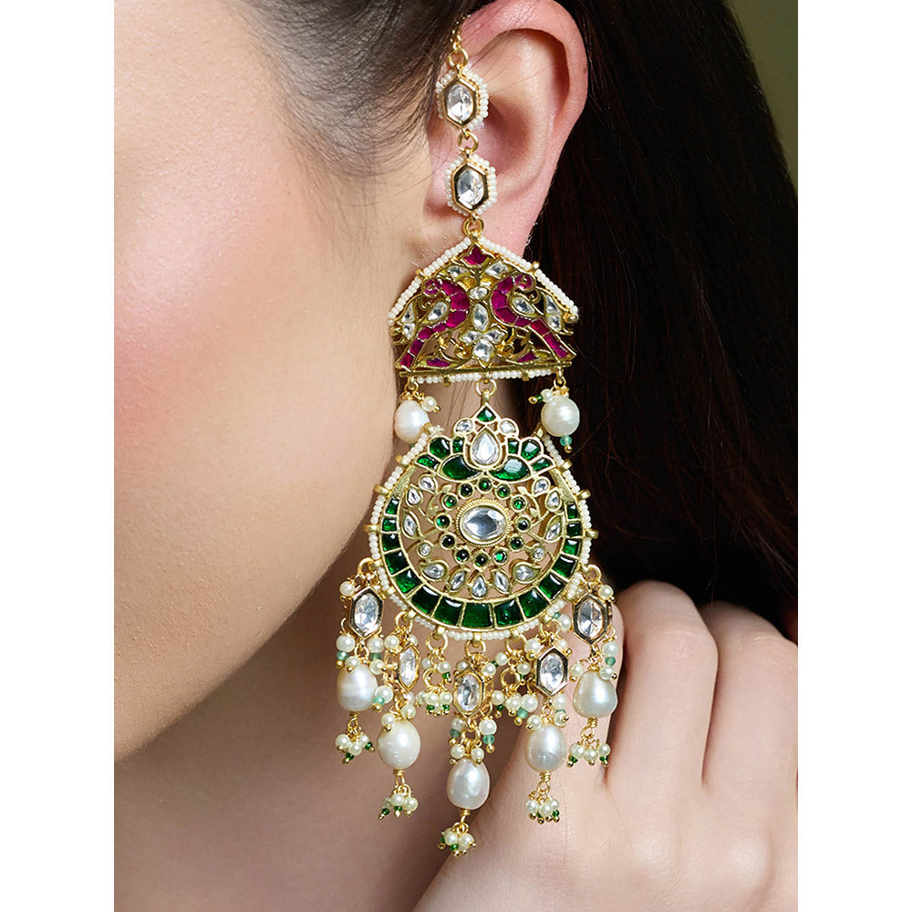 Joules By Radhika Multi-Color Royale Stone Chandbali Earrings
