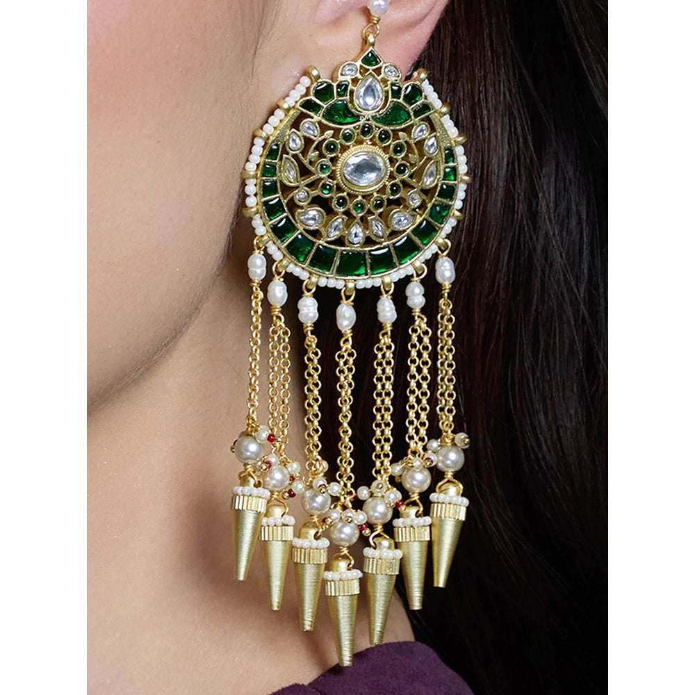 Joules By Radhika Multi-Color Regal Dazzle Drop Chandbali Earrings