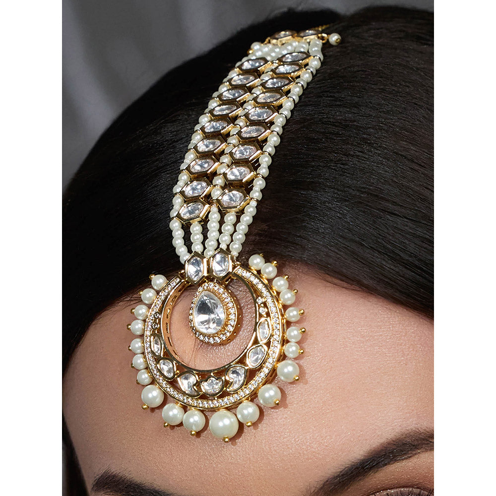 Joules By Radhika White Shahi Shringar Maang Tikka