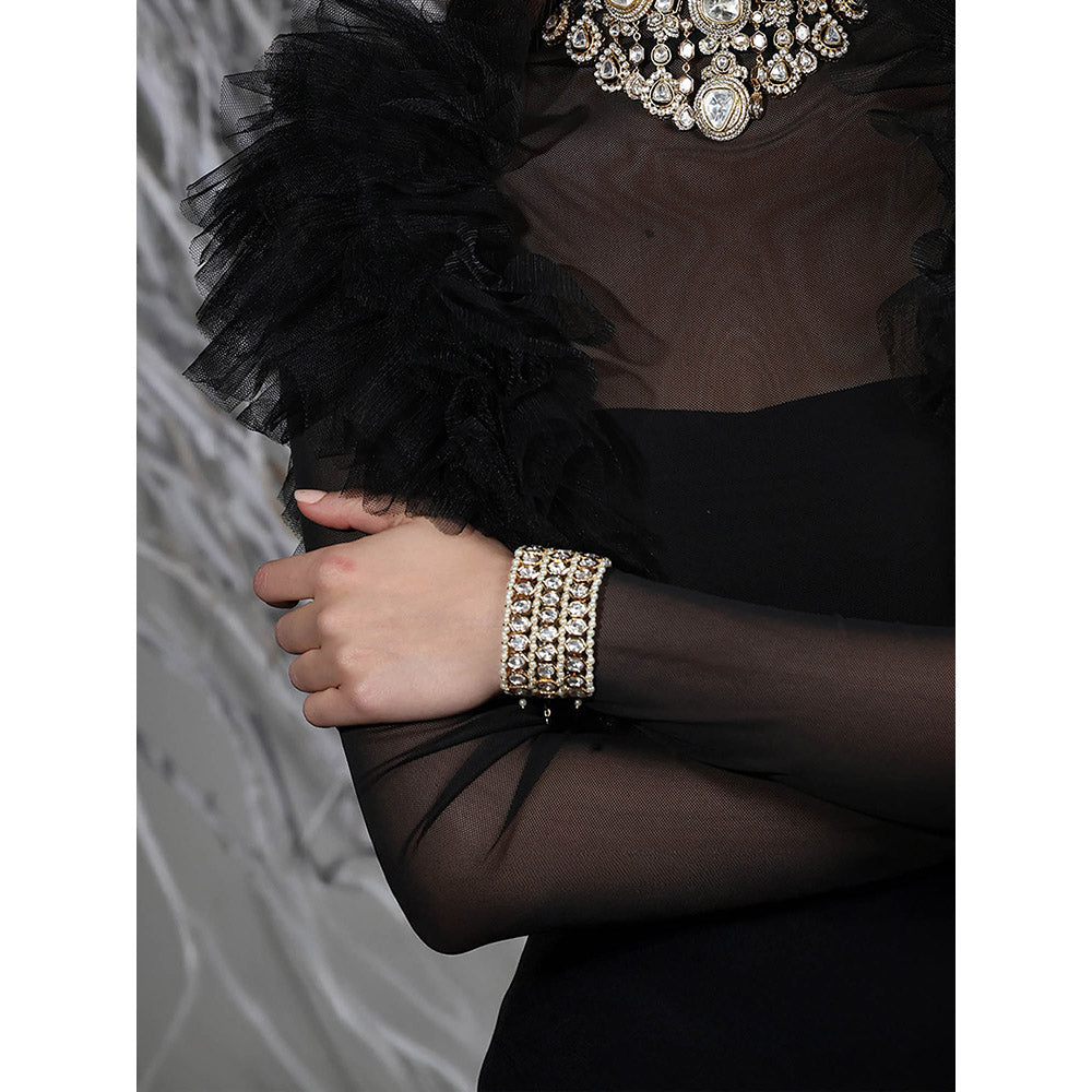 Joules By Radhika White Regal Allure Pearl Mesh Bracelet