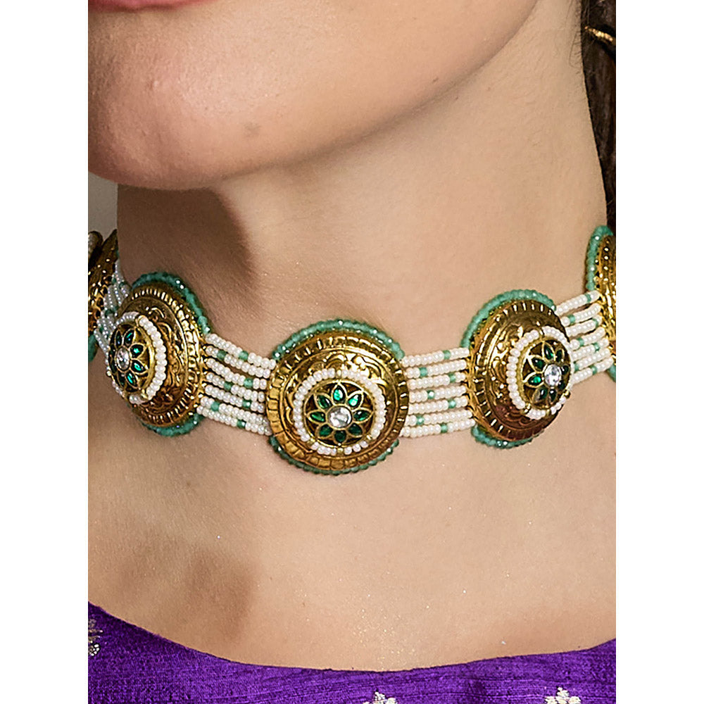 Joules By Radhika Multi-Color Emerald Bloom Choker