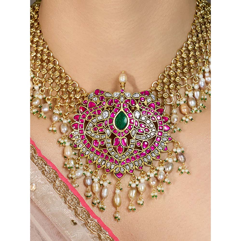 Joules By Radhika Multi-Color Majestic Heartfall Necklace