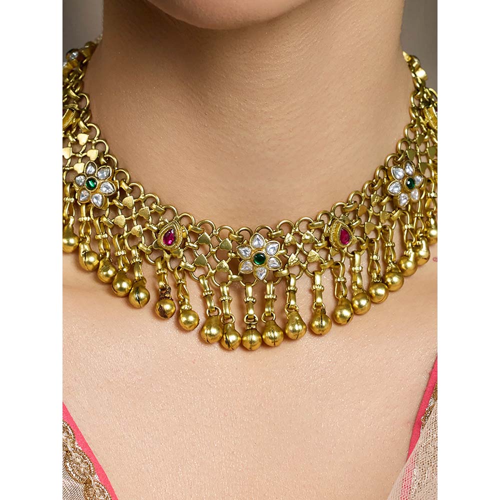 Joules By Radhika Multi-Color Bridal Stone Necklace
