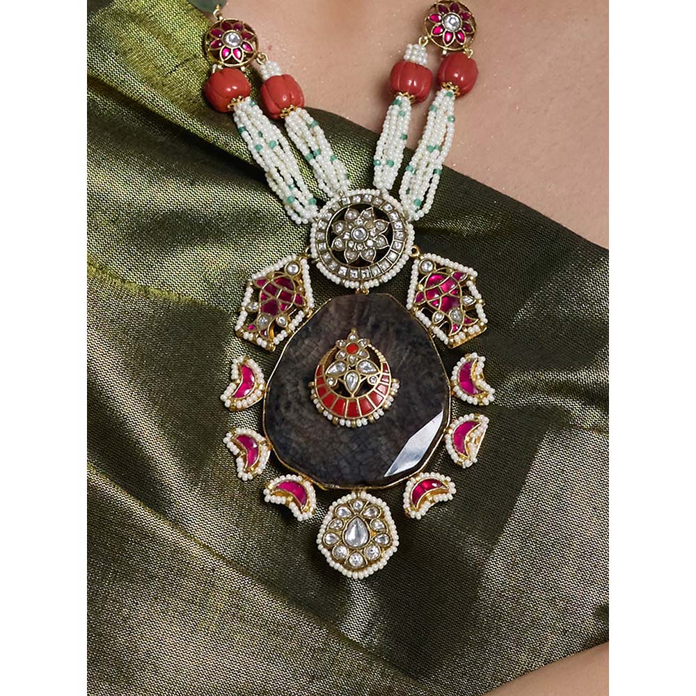 Joules By Radhika Multi-Color Royal Blue Stone Pendant Necklace