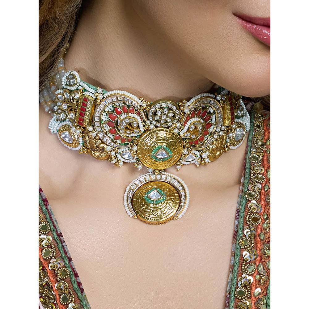 Joules By Radhika Multi-Color Antique Celestial Charm Necklace