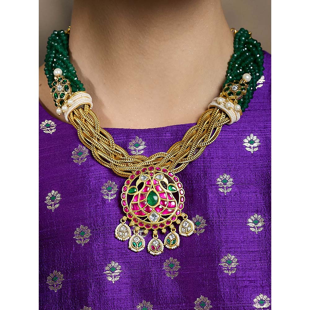 Joules By Radhika Multi-Color Radiant Regal Emerald Necklace