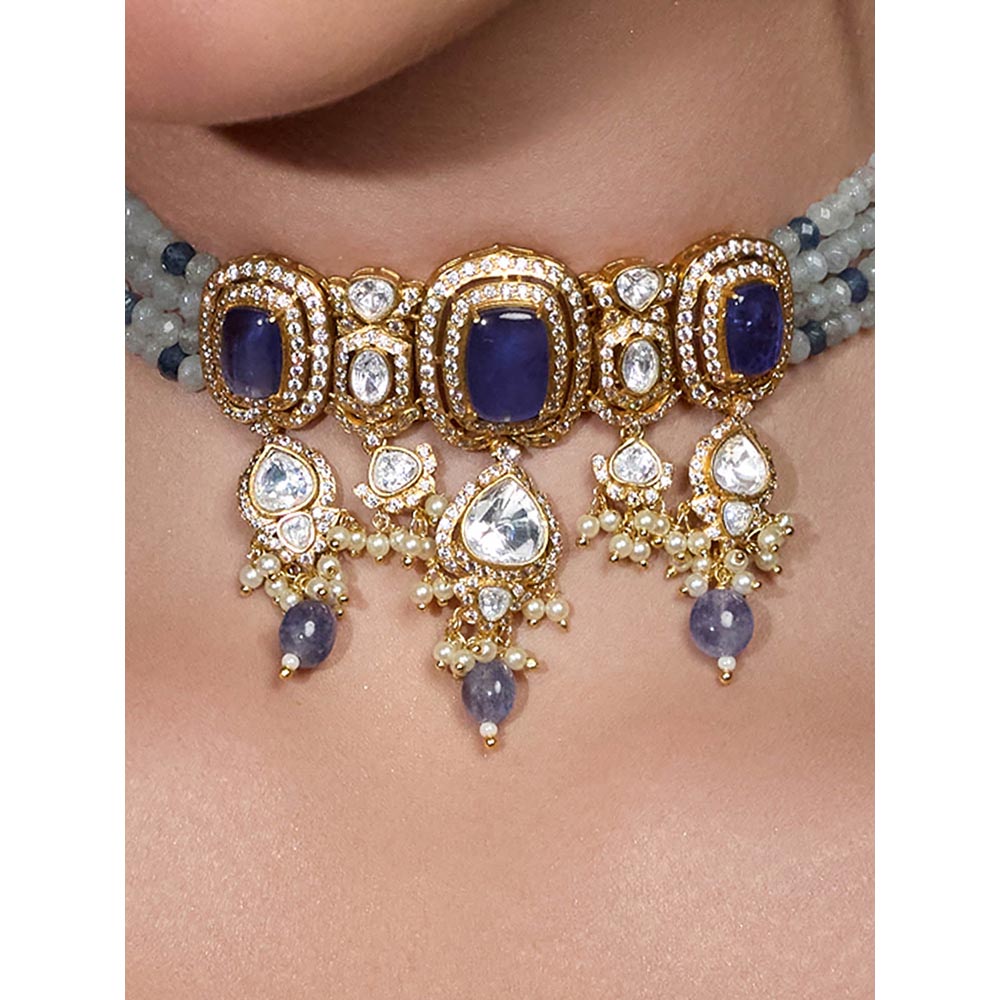 Joules By Radhika Blue Majestic Sapphire Glow Necklace with Earrings