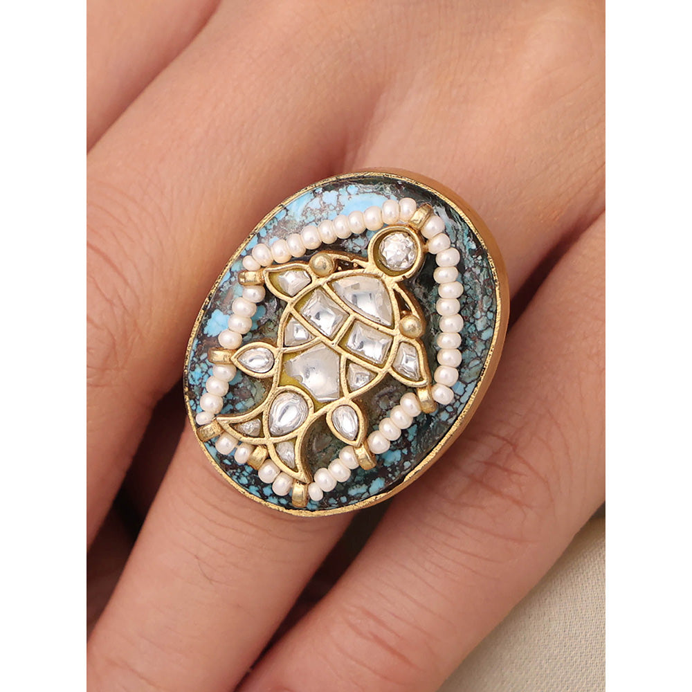 Joules By Radhika White Royal Bloom Enamel Ring