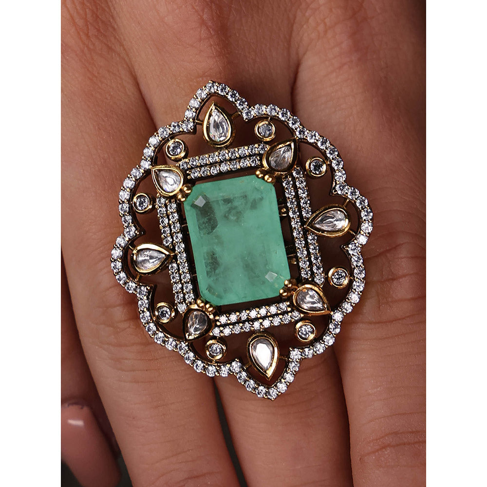 Joules By Radhika Multi-Color Ocean Glow Polki Ring